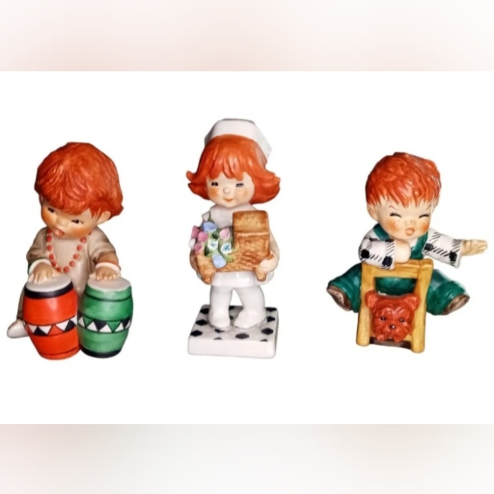 Bundle of (3) Vintage Goebel Charlot Byj Germany Redhead Figurines